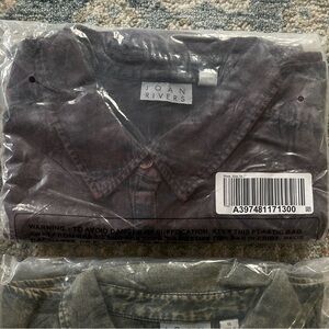 Joan Rivers Short Sleeve Denim Shirt w Back Detail A397481 Rose NWT 1X Deadstock